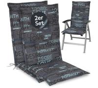 LILENO HOME Set di 2 cuscini per sedia da giardino con schienale alto, in Letters antracite, comodi cuscini per sedie da giardino e sedie pieghevoli