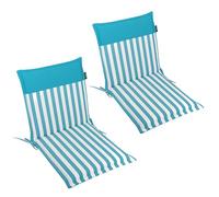 LILENO HOME Set di 2 cuscini per sedia da giardino con schienale basso, a strisce Aqua - Uni Aqua - comodi cuscini per sedie da giardino - Cuscino per sedie da giardino Malt