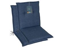 LILENO HOME Set di 2 cuscini per sedia da giardino con schienale basso, colore blu scuro, comodi cuscini per sedie da giardino e sedie pieghevoli