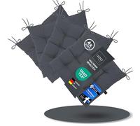 LILENO HOME Set di 4 cuscini per sedia, 32, grigio scuro (40 x 40 x 6 cm), per giardino, cucina o sala da pranzo, resistenti ai raggi UV, per interni ed esterni, come cuscino per sedia (Linda FUM)