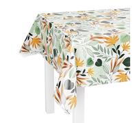 LILENO HOME Tovaglia lavabile al metro, 160 x 140 cm (bordo tagliato), motivo foglie nordiche, impermeabile, ideale come tovaglia o runner per set da birra