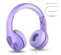 LilGadgets Connect+ Pro Cuffie per bambini cablate - Progettate pensando al comfort dei bambini, Cuffie over-ear pieghevoli con microfono in linea, Cuffie per bambini per bambini, Viola