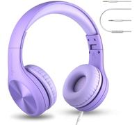 LilGadgets Connect+ Pro Cuffie per bambini cablate - Progettate pensando al comfort dei bambini, Cuffie over-ear pieghevoli con microfono in linea, Cuffie per bambini per bambini, Viola
