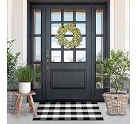 LILI REY Tappeto Buffalo Plaid - 28"x44" Interno/Esterno, Bianco e Nero a Scacchi, per Veranda, Zerbino a Quadri