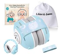 Lilian&Gema 2 in 1 Cuffie Neonato Antirumore -25dB,Protettori acustici per neonati, archetto regolabile, antiscivolo e antistress, protezione acustica ideale per neonati fino a 48 mesi