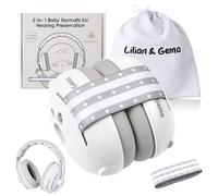 Lilian&Gema 2 in 1 Cuffie Neonato Antirumore -25dB,Protettori acustici per neonati, archetto regolabile, antiscivolo e antistress, protezione acustica ideale per neonati fino a 48 mesi
