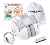 Lilian&Gema 2 in 1 Cuffie Neonato Antirumore -25dB,Protettori acustici per neonati, archetto regolabile, antiscivolo e antistress, protezione acustica ideale per neonati fino a 48 mesi