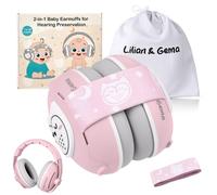 Lilian&Gema 2 in 1 Cuffie Neonato Antirumore -25dB,Protettori acustici per neonati, archetto regolabile, antiscivolo e antistress, protezione acustica ideale per neonati fino a 48 mesi