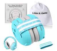 Lilian&Gema 2 in 1 Cuffie Neonato Antirumore -25dB,Protettori acustici per neonati, archetto regolabile, antiscivolo e antistress, protezione acustica ideale per neonati fino a 48 mesi