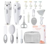 Lilian&Gema Kit Neonato 28 in 1-Lima Elettrica per Unghie Neonato, Lima Unghie Neonato Silenziosa,Tagliaunghie Neonato con Luce,6 Teste di Macinazione, Ricarica di Type-C,Kit Completo Cura Bambino