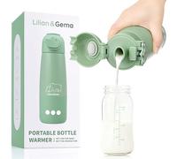 Lilian&Gema Scaldabiberon portatile per bambini in viaggio, rapido riscaldamento del latte materno in 2 minuti, capacità 350 ml + batteria a lunga durata 11400 mAh, a prova di perdite, controllo