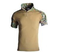 LiliChan Camicie Tattiche da Uomo a Maniche Corte Camicia Militare Camicia da Esterno Camicia Tattica da Combattimento con Cerniera (Medium, Jungle Digital)