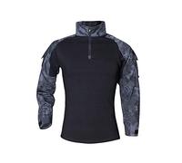 LiliChan Mens Long Sleeve tattico Militare T-Shirt di Combattimento Camicia Esterna con la Chiusura Lampo (Motivo Pitone Nero Polizia, EU XL (Fit Petto: 40"-43"))