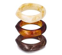 LILIE&WHITE 3 Pz Marrone Scuro E Bianco Acrilico Bracciali Del Braccialetto Per Le Donne Classico Colorato Dichiarazione Bracciali Set Chic Resina Chunky Braccialetti Regalo De