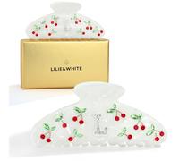 LILIE&WHITE Acrilico Cherry Lettera Fermagli per capelli per le donne con strass Artigli per capelli spessi Monogramma alla moda Grandi clip moda grande artiglio clip gioielli regalo Alfabeto L