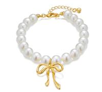 LILIE&WHITE Bracciale con Perle e Fiocco d'Oro, Elegante e Resistente allo Scolorimento, Anallergico, Gioiello da Donna - Regalo per Compleanno, Anniversario o Occasioni Speciali