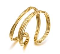 LILIE&WHITE Bracciale da donna - Semplice bracciale a manopola dorato, bracciale a croce aperta regolabile, gioiello impilabile per il polso, Eine Grösse, Rame, Nessuna pietra preziosa