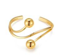 LILIE&WHITE Bracciale da donna - Semplice bracciale a manopola dorato, bracciale a croce aperta regolabile, gioiello impilabile per il polso, anpassbar, Bronzo, Nessuna pietra preziosa