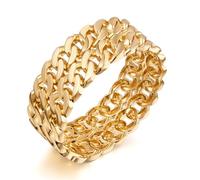 LILIE&WHITE Bracciale Donna Catena Larga Oro Giallo Ipoallergenico Anti-Scolorimento Design Maglia Intrecciata Elegante Accessorio Chic Regalo Anniversari Feste