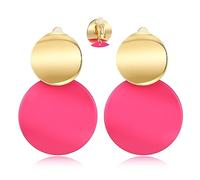 LILIE&WHITE Orecchini Clip per Donna - Design Moderno con Doppio Cerchio Oro e Rosa - Accessorio Elegante Senza Fori - Antiallergico e Resistente allo Sbiadimento - Stile Chic e Raffinato