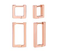LILIE&WHITE Orecchini Donna in Oro Rosa, Set di 2 Paia, Forma Geometrica Quadrata e Rettangolare, Anti-Allergici e Non Sbiadiscono, Regalo per Ogni Occasione