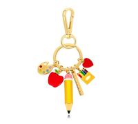 LILIE&WHITE Portachiavi Donna Matita Mela Tavolozza Righello Cuore Moschettone Dorato Smaltato Senza Nichel Accessorio Borsa Scuola Regalo Maestra