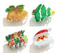 LILIE&WHITE Quattro fermagli per capelli per le donne con Babbo Natale clip per capelli con artiglio clip per capelli di Natale albero di Natale artiglio clip regalo unico gioielli di Natale