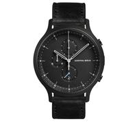 Lilienthal Berlin Cronografo All Black in nero - Orologio da uomo in acciaio chirurgico 316L con movimento al quarzo e vetro minerale temperato zaffiro - 42,5 mm, Cinturino in pelle nera, 42,5mm,