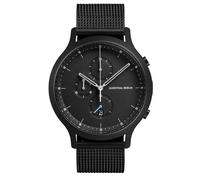 Lilienthal Berlin Cronografo All Black in nero - Orologio da uomo in acciaio chirurgico 316L con movimento al quarzo e vetro minerale temperato zaffiro - 42,5 mm, Bracciale in rete nera, 42,5mm,