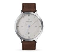 Lilienthal Berlino - Braccialetto automatico con cinturino in pelle marrone, argento, 42,5mm, cinghie
