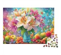Lilies And Fruits in A Blue Vase Puzzle Da 1000 Pezzi Fruit-themed Perfetto Per Le Serate Di Puzzle in Famiglia, Adulti E Bambini 38x26cm/1000pcs