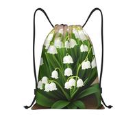 Lilies of the Valley Titolo: Borsone leggero con coulisse, impermeabile, pieghevole, con tracolla regolabile, ideale per sport, yoga, viaggi e scuola, Nero , S