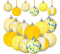 Liliful 12 ornamenti estivi da appendere all'albero di limone con paillettes lucide gialle decorazioni in tessuto giallo limone decorazioni per la casa ciondoli a forma di limone, set per ghirlande di