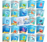 Liliful Libro da colorare con cartoni animati oceanici, 144 pezzi, per bambini, mini cartoni animati oceanici, libro da disegno a tema con creature marine, conchiglie, vita marina, riempitivo per