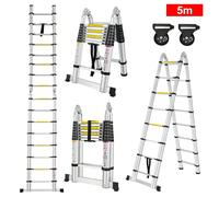 LILIIN 380 cm / 500 cm scala telescopica in alluminio scala pendente scala multiuso argento 12 gradini / 16 gradini scala a pioli scala multifunzione allungabile scala in alluminio di alta qualità Des
