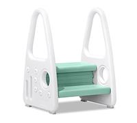LILIIN Sgabello per bambini, a 2 livelli, in plastica, antiscivolo, per cucina, cameretta dei bambini, colore: verde