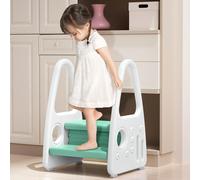 LILIIN Sgabello per Bambini Piccoli Grigio/Rosa/Verde Sgabello con 2 Livelli in Plastica Sgabello per Bambini Scaletta di Sicurezza per Bagno Camera dei Bambini Cucina Camera da Letto Vantaggi:√ Desig