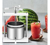 LILIIN Spremiagrumi manuale in acciaio inox da 5 litri, spremiagrumi in acciaio inox 430, pressa per uva, frutta, carne, erbe, formaggio, con vaso di raccolta con tubo di scarico (5 l)