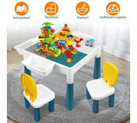 LILIIN Tavolo e sedie per bambini con blocchi Tavolo da attività multifunzionale con tavolo da gioco per bambini Scatola portaoggetti e mattoncini Set da tavolo da gioco Tavolo artigianale Set da tavo