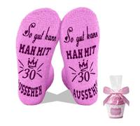LILIKAI Regali per 18 30 40 50 compleanno donna, calzini antiscivolo da donna, calzini con scritta, migliori divertenti calzini da donna 39 - 42, regalo di compleanno per fidanzata, figlia, mamma, 30,