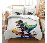 LILIlaobiao Cartoon T-Rex Set Di Biancheria Da Letto Double（200x200cm）, Chiusura A Cerniera Biancheria Da Letto, Confortevole Dinosauroo Set Copripiumino