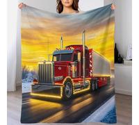 LILIlaobiao Coperta 60x80inch(150x200cm) Con Motivo American Camion, 3D Coperta A Tema 18-Wheeler Peterbilt379, in Flanella