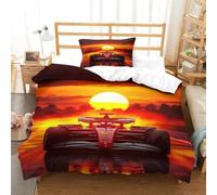 LILIlaobiao Ferrarii Racing Biancheria Da Letto, Chiusura A Cerniera Set Copripiumino Morbida Microfibra Calore The Setting Sun Formulaone Set Di Biancheria Da Letto Single（135x200cm）
