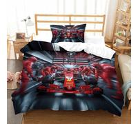 LILIlaobiao Ferrarii Racing Set Di Biancheria Da Letto Single（135x200cm）, Chiusura A Cerniera Formulaone Biancheria Da Letto, Traspirante Lussuoso Set Copripiumino