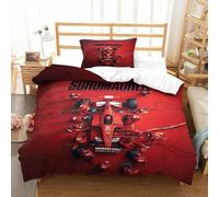 LILIlaobiao Ferrariii Set Di Biancheria Da Letto Aiuto Per Il Sonno Formula racing Biancheria Da Letto Con Federe Set Copripiumino Calore Duvet Cover Varie Dimensioni Single(135x200cm)