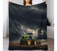 LILIlaobiao FT Trattore Coperta Dei Cartoni Animati, 60x80inch(150x200cm) Coperta in 3D Johndeer Super Morbida Coperta in Peluche Per Tutte Le Stagioni, Per Camera Da Letto, Ufficio, Divano