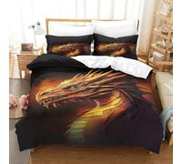 LILIlaobiao Golden Drago Calore Per Dormire Set Copripiumino, Lavabile Set Di Biancheria Da Letto Con Federe Huge Drago Biancheria Da Letto King(220x240cm)