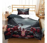 LILIlaobiao Perform A Pit Stop Set Copripiumino Single（135x200cm）, Biancheria Da Letto Formulaone Pattern Printed with Zipper Closure, Home Decro, Soft Microfiber Duvet Per Adulti E Bambini