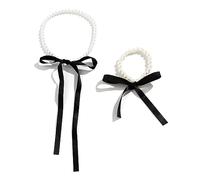 Lilinzhi 2 Pezzi/set di gioielli di perle Bowknot collana di perline e girocollo lungo macchia per le donne ragazza vacanza semplice bowknot, Misura unica, come descritto, come descritto