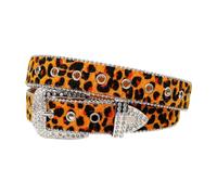 Lilinzhi Blingbling Strass Cintura In Vita Borchiata Fibbia Costumi Strass Heavy Duty Per Jeans Pantaloni Punk Cintura Uomo, Cinghie per occhi arancioni, S